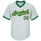 Men's Custom White Kelly Green Pinstripe Kelly Green-Gold Authentic Throwback Rib-Knit Baseball Jersey Shirt