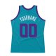 Men's Custom Teal Purple-White Authentic Throwback Basketball Jersey