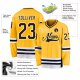 Men's Custom Gold Navy-White Hockey Jersey