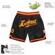 Men's Custom Black Gold-Red Authentic Throwback Basketball Shorts