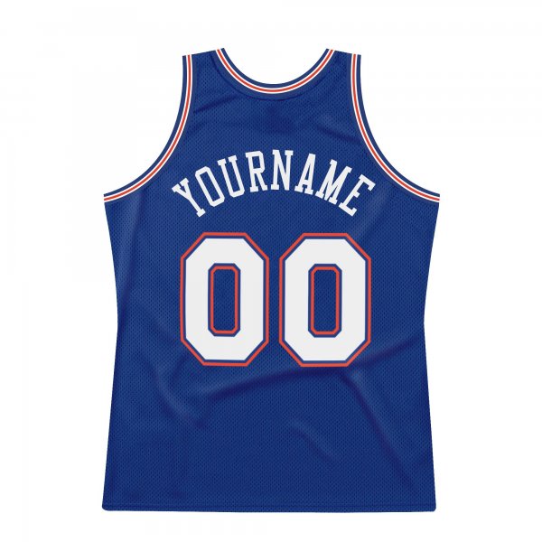 Men's Custom Royal White-Orange Authentic Throwback Basketball Jersey