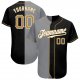 Men's Custom Black Old Gold-Gray Authentic Split Fashion Baseball Jersey