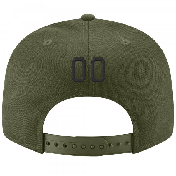 Custom Olive Black-Cream Stitched Adjustable Snapback Hat