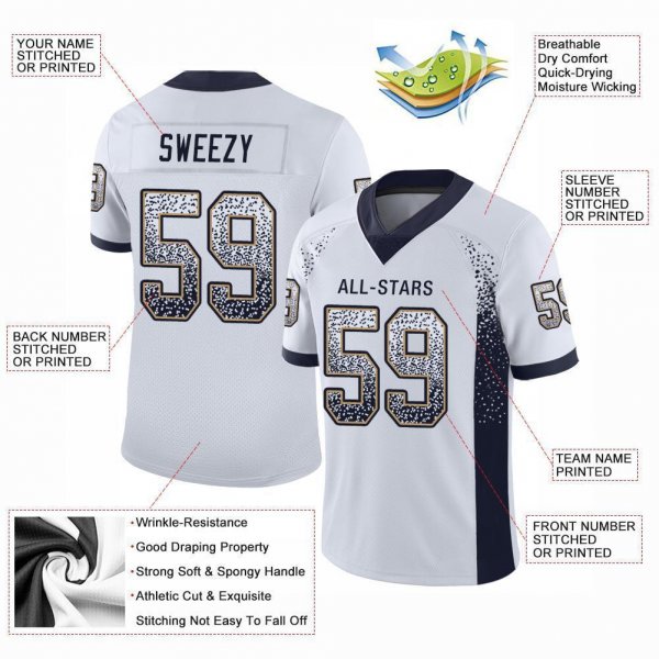 Men's Custom White Navy-Old Gold Mesh Drift Fashion Football Jersey