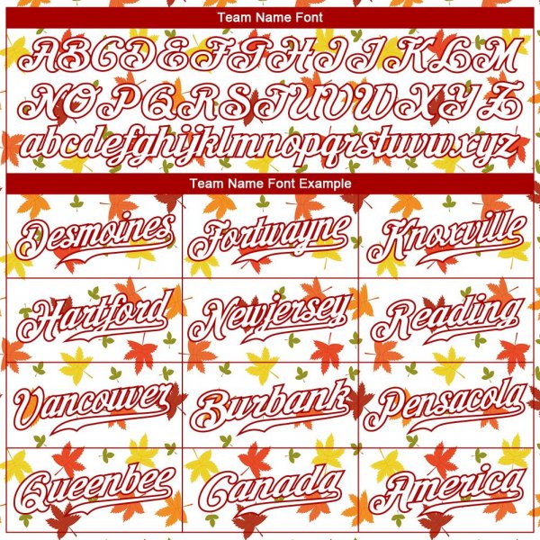 Men's Custom White White-Red 3D Pattern Design "Autumn Leaves" Authentic Baseball Jersey