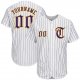 Men's Custom White Purple Pinstripe Purple-Gold Authentic Baseball Jersey