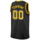 Men's Custom Black White Pinstripe Gold-White Authentic Basketball Jersey